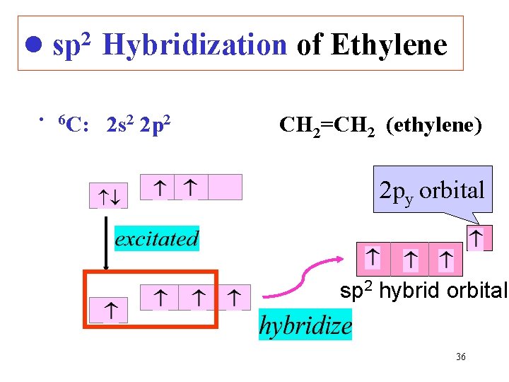 l sp 2 Hybridization of Ethylene • 6 C: 2 s 2 2 p