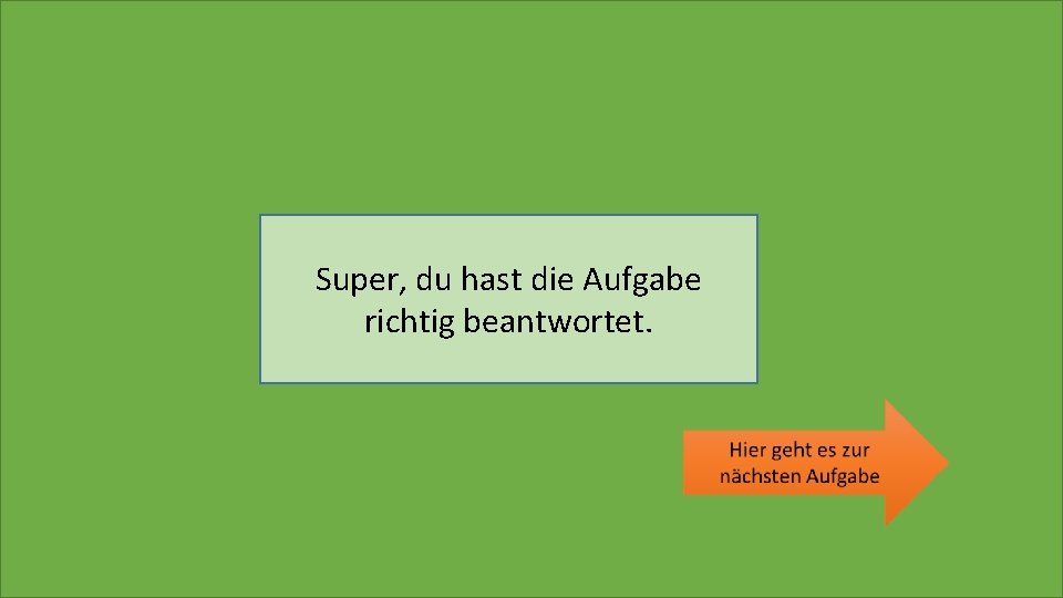 Super, du hast die Aufgabe richtig beantwortet. 