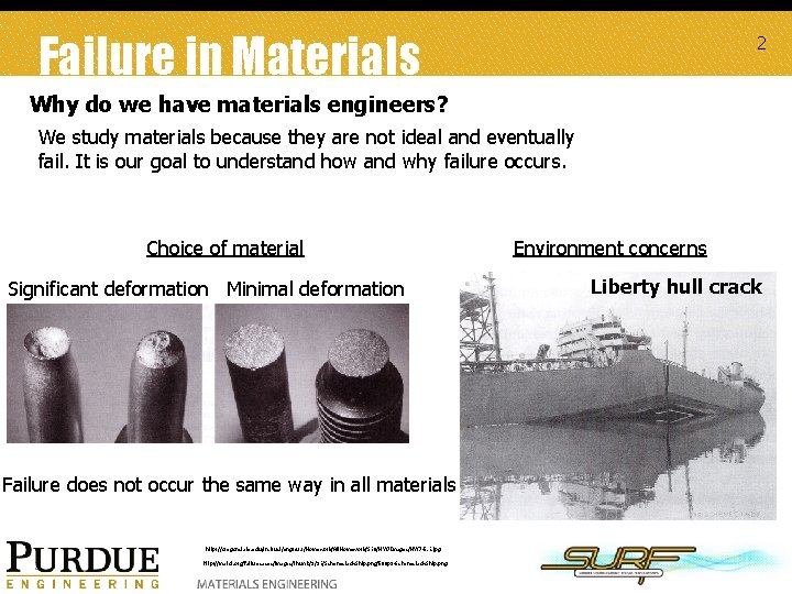 Failure in Materials 2 Why do we have materials engineers? We study materials because