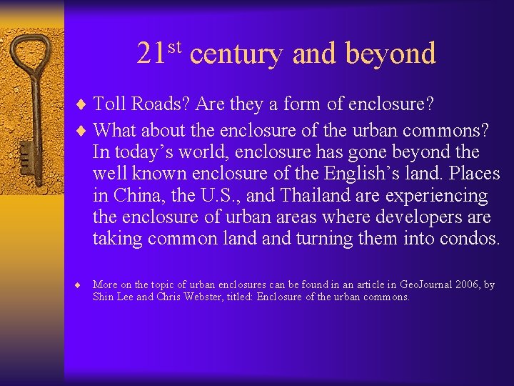 A History of Enclosures Beth Nolan Quick Chart