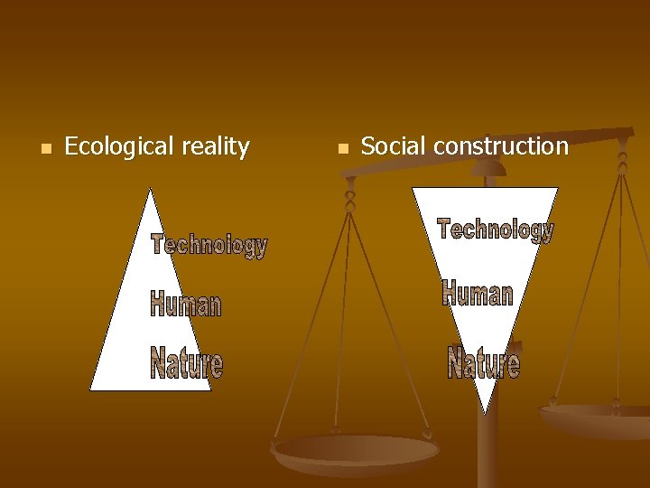 n Ecological reality n Social construction 