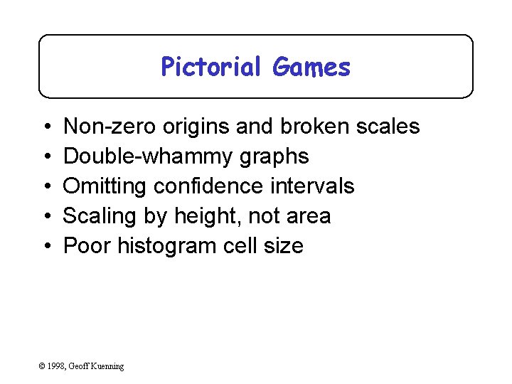 Pictorial Games • • • Non-zero origins and broken scales Double-whammy graphs Omitting confidence