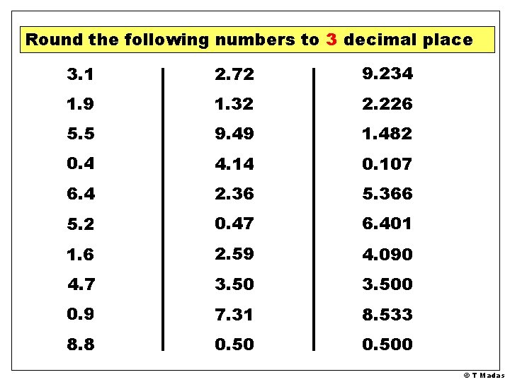 Round the following numbers to 3 1 2 decimal places 3. 117 2. 724