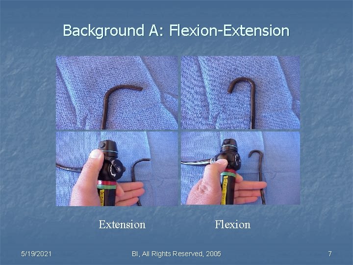 Background A: Flexion-Extension 5/19/2021 Flexion BI, All Rights Reserved, 2005 7 