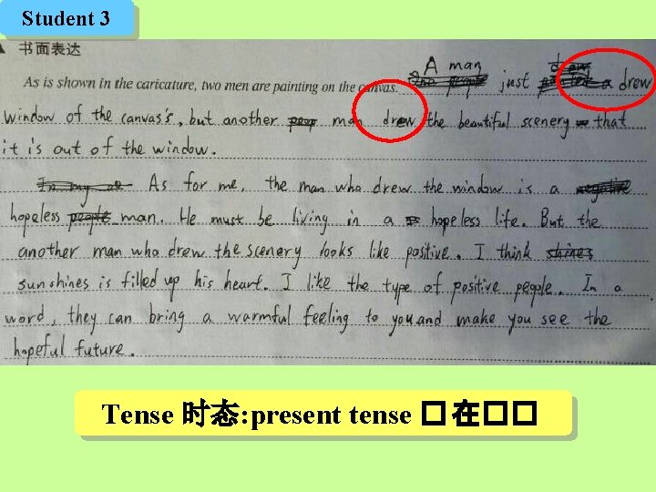 Student 3 Tense 时态: present tense � 在�� 