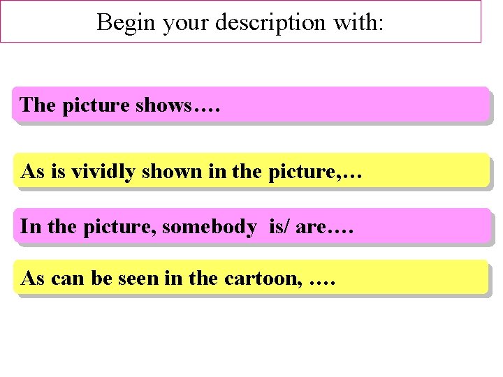 Begin your description with: The picture shows…. As is vividly shown in the picture,