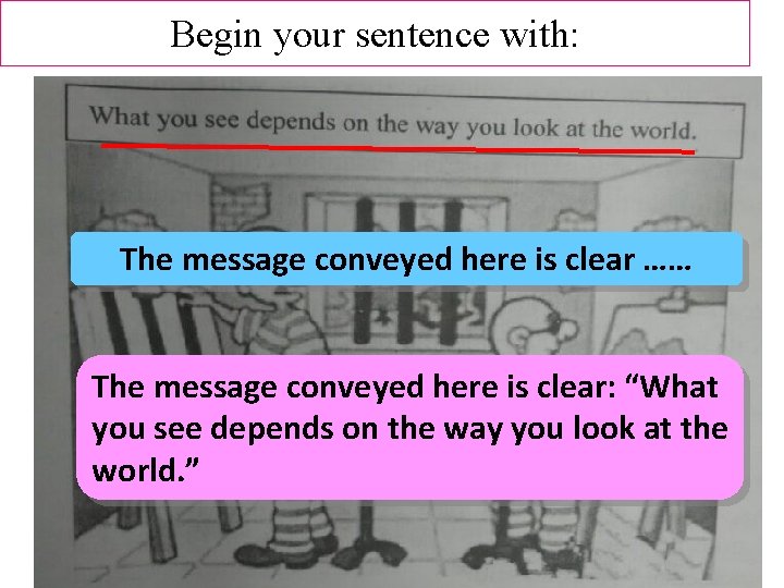 Begin your sentence with: The message conveyed here is clear …… The message conveyed