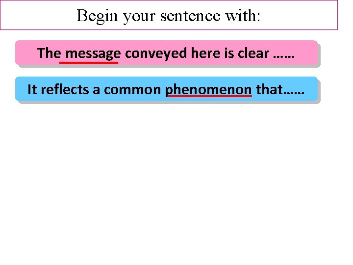 Begin your sentence with: The message conveyed here is clear …… It reflects a
