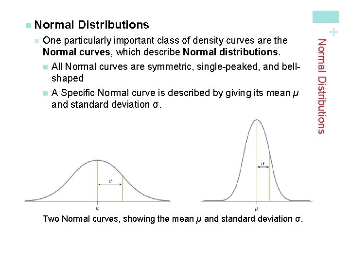 One particularly important class of density curves are the Normal curves, which describe Normal One particularly important class of density curves are the Normal curves, which describe Normal