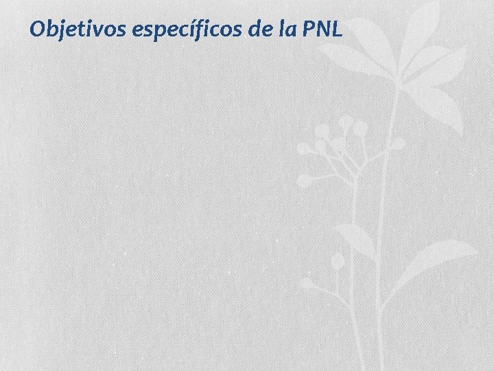 Objetivos específicos de la PNL 
