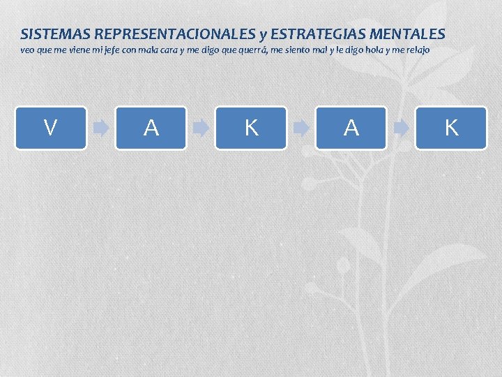 SISTEMAS REPRESENTACIONALES y ESTRATEGIAS MENTALES veo que me viene mi jefe con mala cara