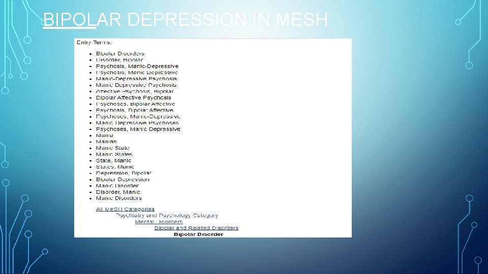 BIPOLAR DEPRESSION IN MESH 