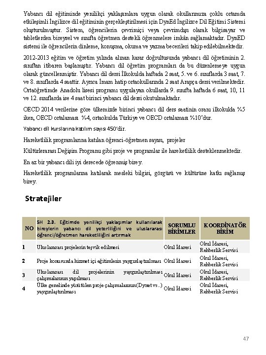 Yabancı dil eğitiminde yenilikçi yaklaşımlara uygun olarak okullarımıza çoklu ortamda etkileşimli İngilizce dil eğitiminin