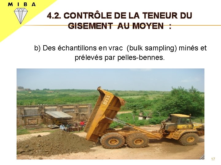 M I B A 4. 2. CONTRÔLE DE LA TENEUR DU GISEMENT AU MOYEN