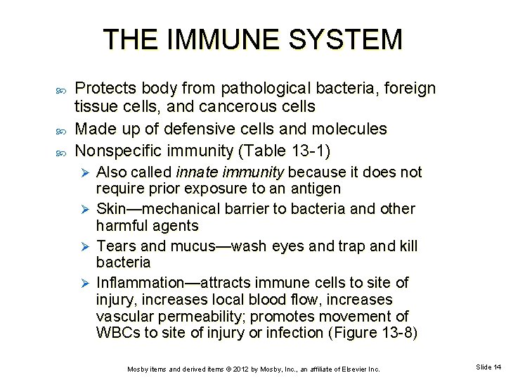 THE IMMUNE SYSTEM Protects body from pathological bacteria, foreign tissue cells, and cancerous cells