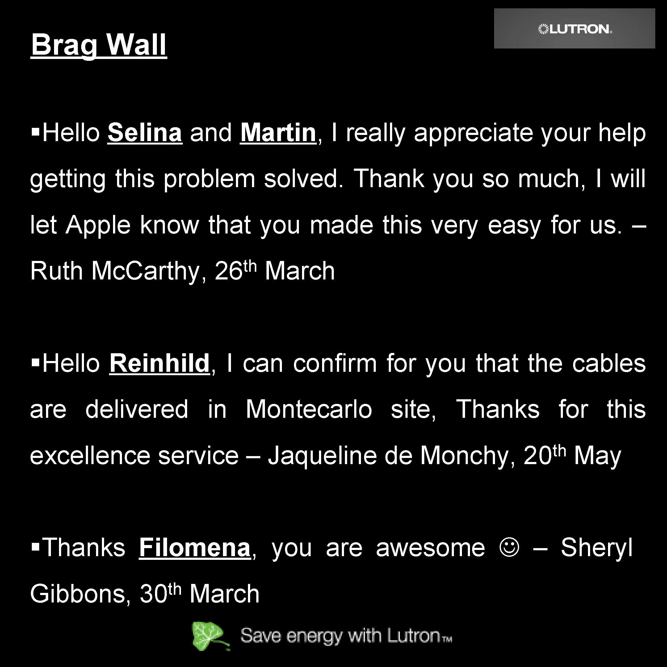 Brag Wall §Hello Selina and Martin, I really appreciate your help getting this problem