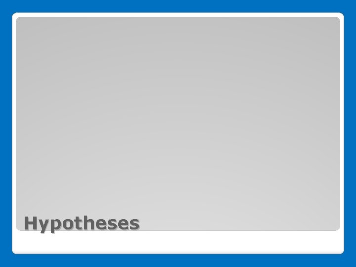 Hypotheses 