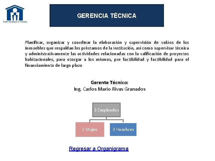 GERENCIA TÉCNICA Planificar, organizar y coordinar la elaboración y supervisión de valúos de los