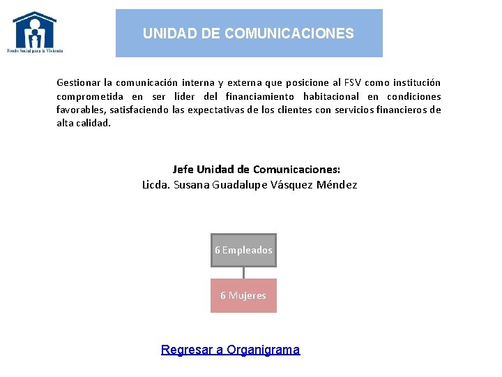 UNIDAD DE COMUNICACIONES Gestionar la comunicación interna y externa que posicione al FSV como