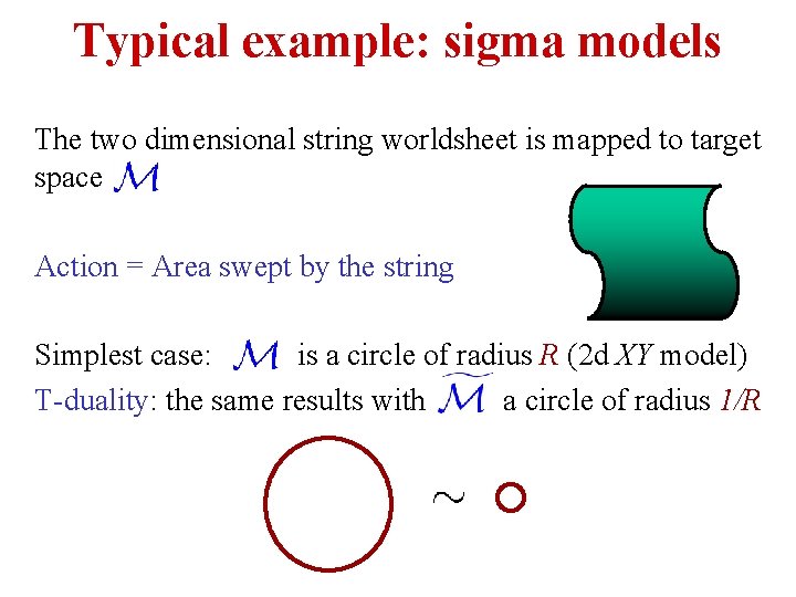 Typical example: sigma models The two dimensional string worldsheet is mapped to target space