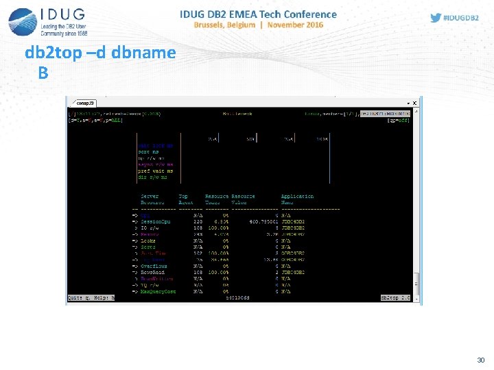 db 2 top –d dbname B 30 