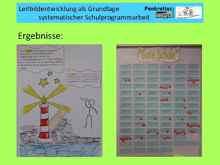 Leitbildentwicklung als Grundlage systematischer Schulprogrammarbeit Ergebnisse: 