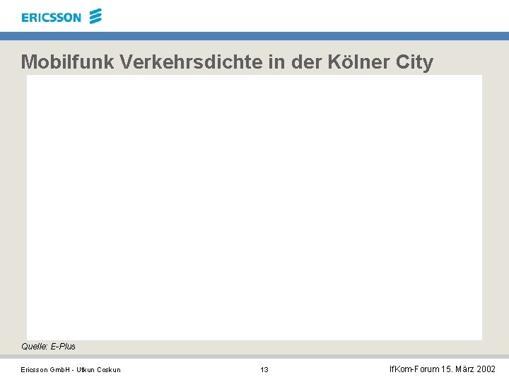 Mobilfunk Verkehrsdichte in der Kölner City Quelle: E-Plus Ericsson Gmb. H - Utkun Coskun