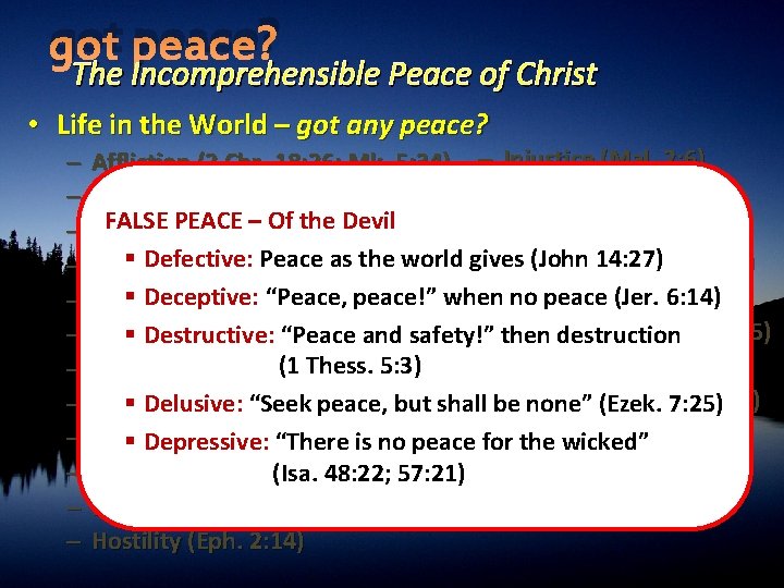 got peace? The Incomprehensible Peace of Christ • Life in the World – got