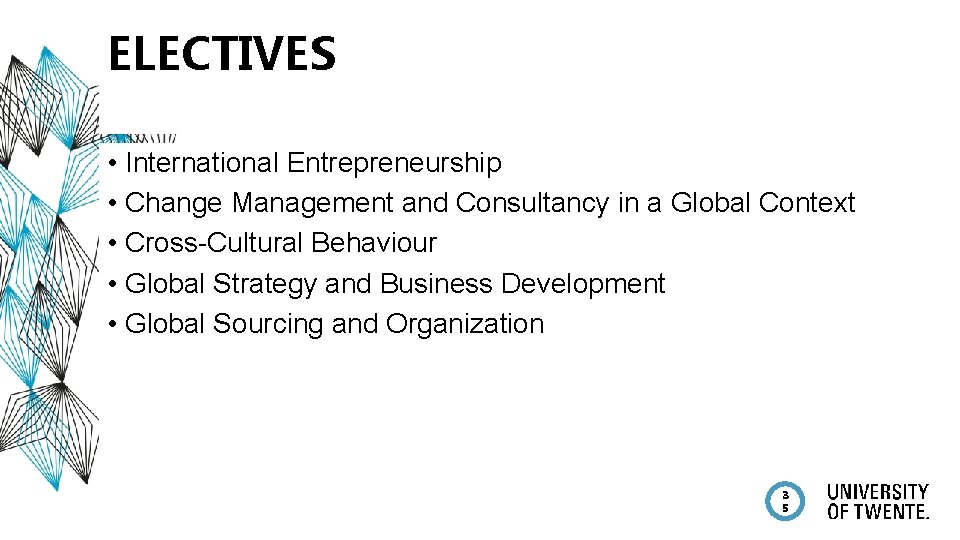 ELECTIVES • International Entrepreneurship • Change Management and Consultancy in a Global Context •