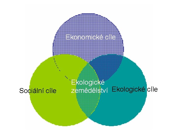 Ekonomické cíle Sociální cíle Ekologické zemědělství Ekologické cíle 