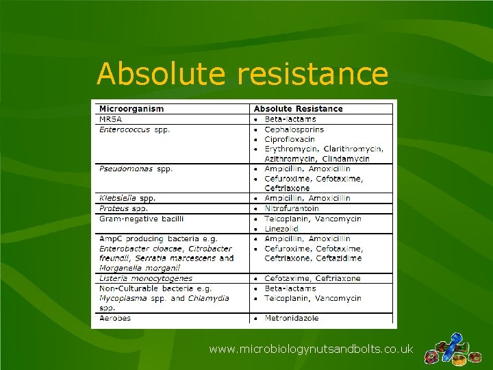 Absolute resistance www. microbiologynutsandbolts. co. uk 