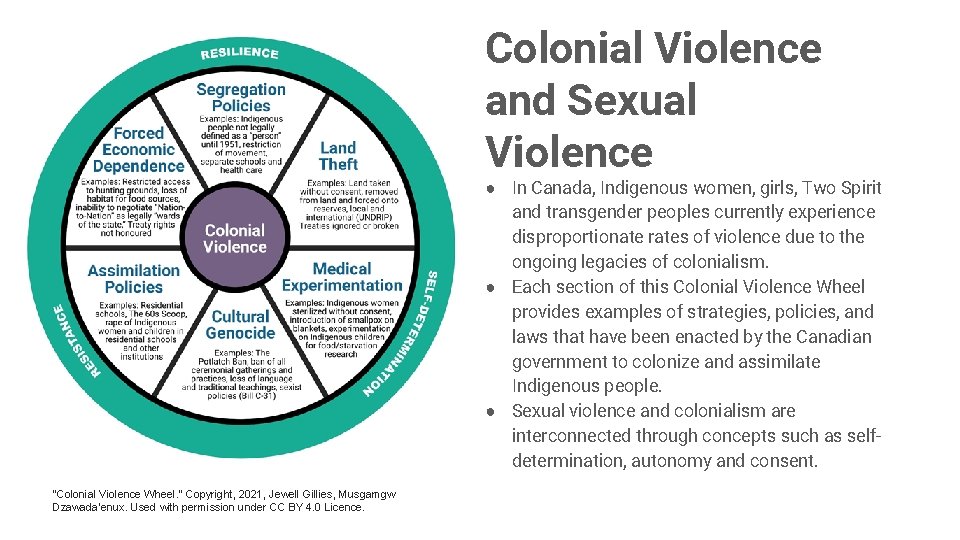 Colonial Violence and Sexual Violence ● In Canada, Indigenous women, girls, Two Spirit and