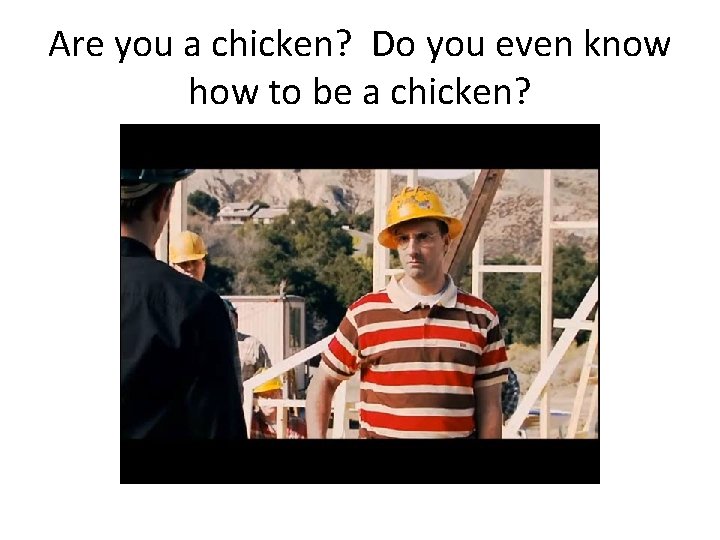 Are you a chicken? Do you even know how to be a chicken? 