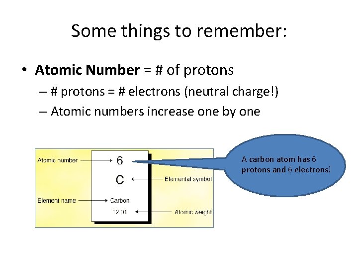 Some things to remember: • Atomic Number = # of protons – # protons