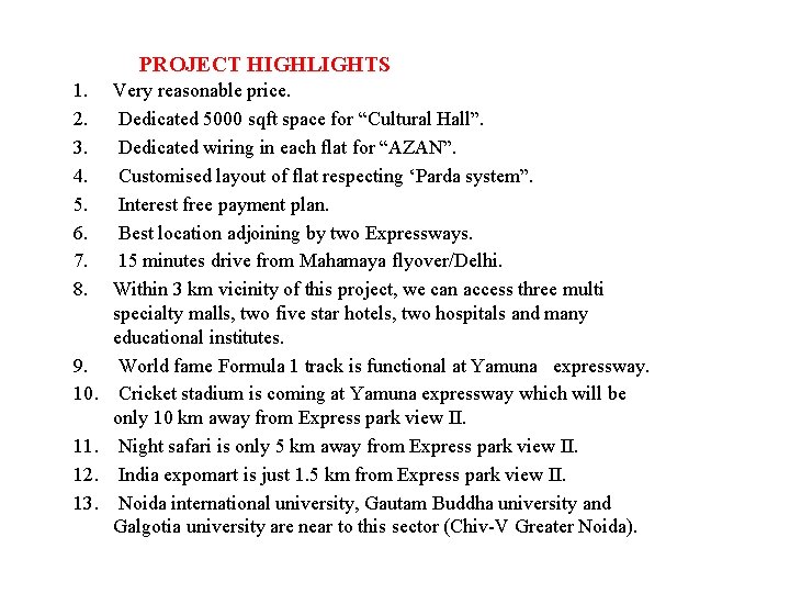 PROJECT HIGHLIGHTS 1. 2. 3. 4. 5. 6. 7. 8. 9. 10. 11. 12.