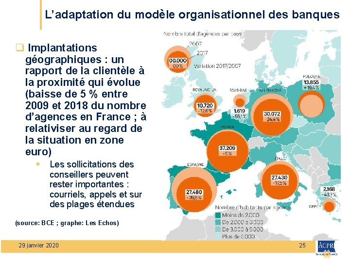 L’adaptation du modèle organisationnel des banques q Implantations géographiques : un rapport de la