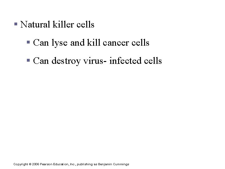 Defensive Cells § Natural killer cells § Can lyse and kill cancer cells §