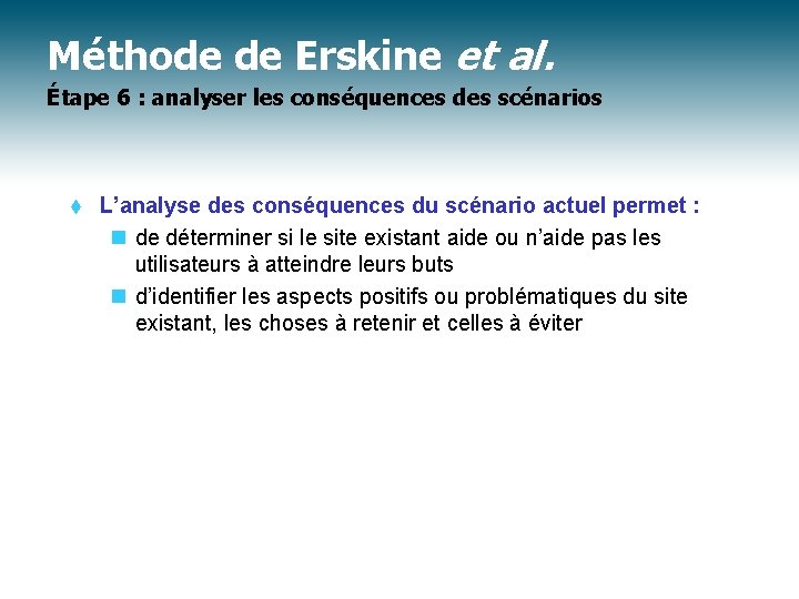 Méthode de Erskine et al. Étape 6 : analyser les conséquences des scénarios t