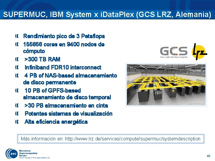 SUPERMUC, IBM System x i. Data. Plex (GCS LRZ, Alemania) Rendimiento pico de 3