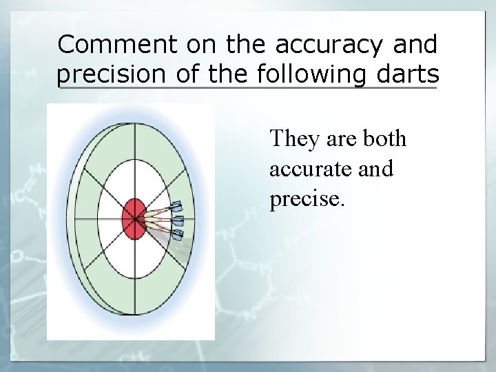 Comment on the accuracy and precision of the following darts They are both accurate