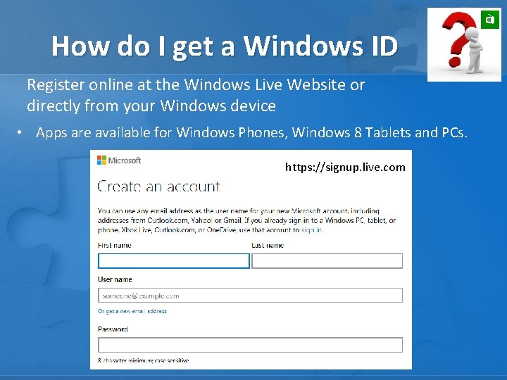 How do I get a Windows ID Register online at the Windows Live Website