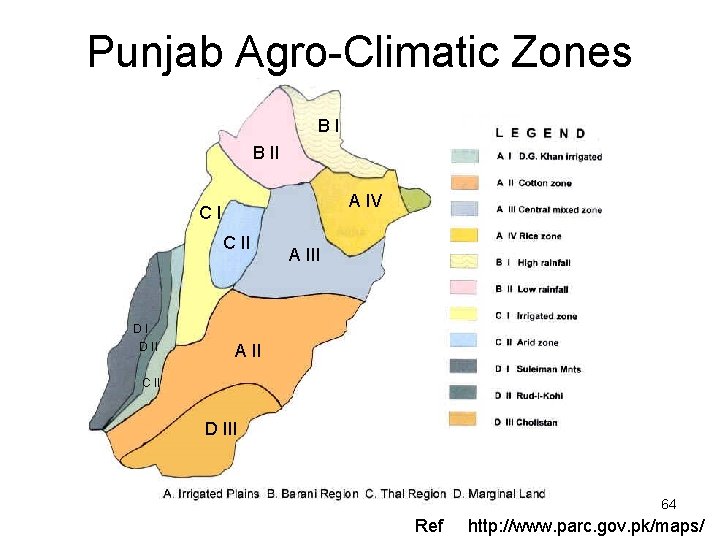 Punjab Agro-Climatic Zones BI B II A IV CI C II DI D II