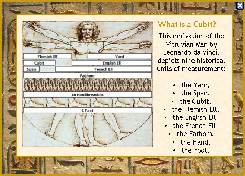 X What is a Cubit? This derivation of the Vitruvian Man by Leonardo da X What is a Cubit? This derivation of the Vitruvian Man by Leonardo da