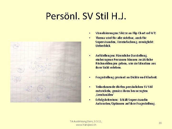 Persönl. SV Stil H. J. • • Visualisierungen: Skizze an Flip Chart od WT: