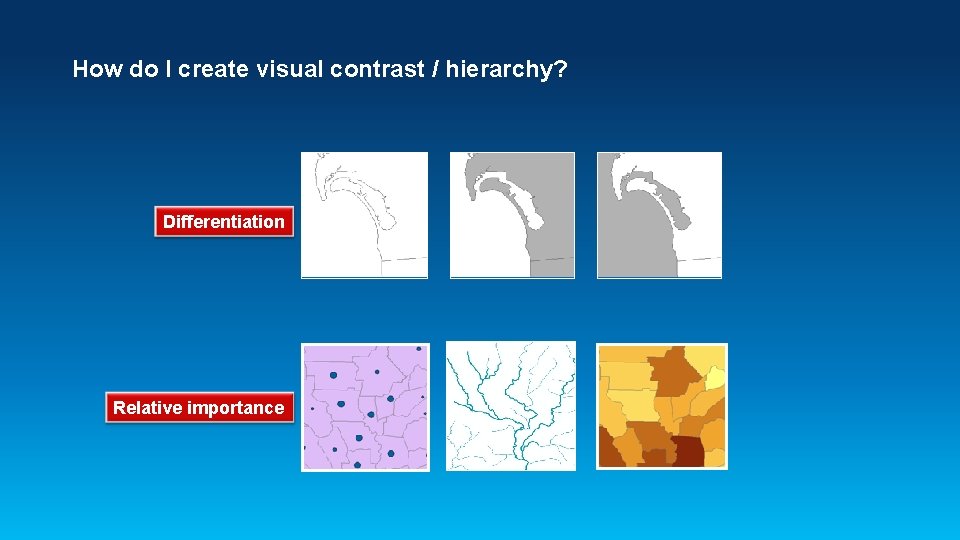 How do I create visual contrast / hierarchy? Differentiation Relative importance 