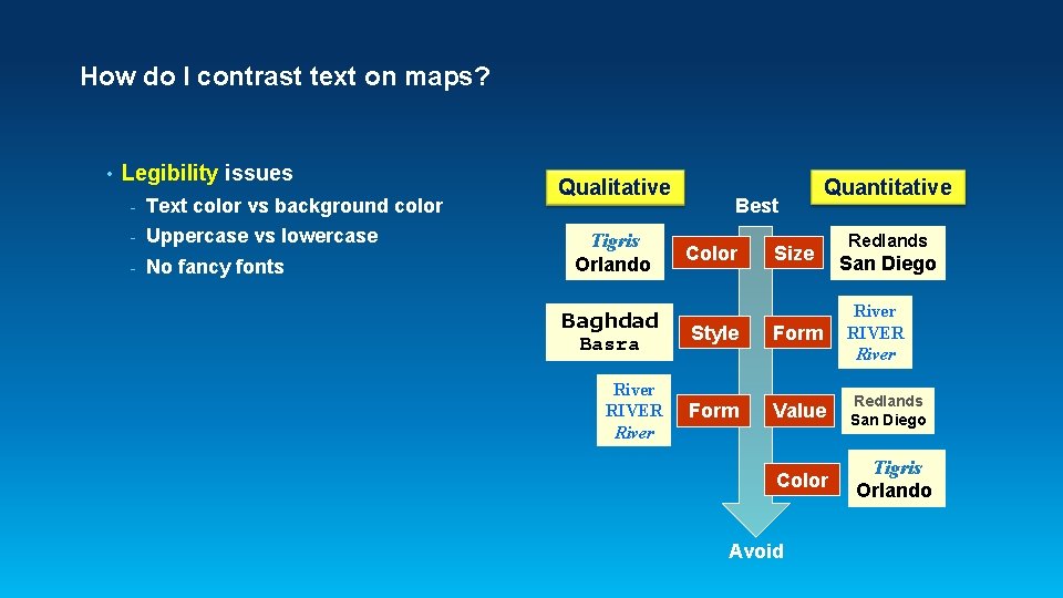 How do I contrast text on maps? • Legibility issues - Text color vs