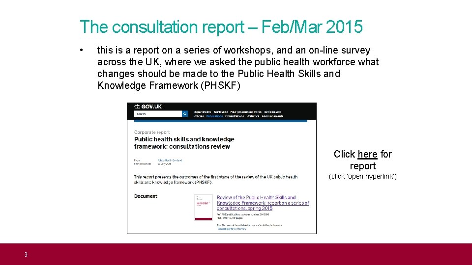 The consultation report – Feb/Mar 2015 • this is a report on a series