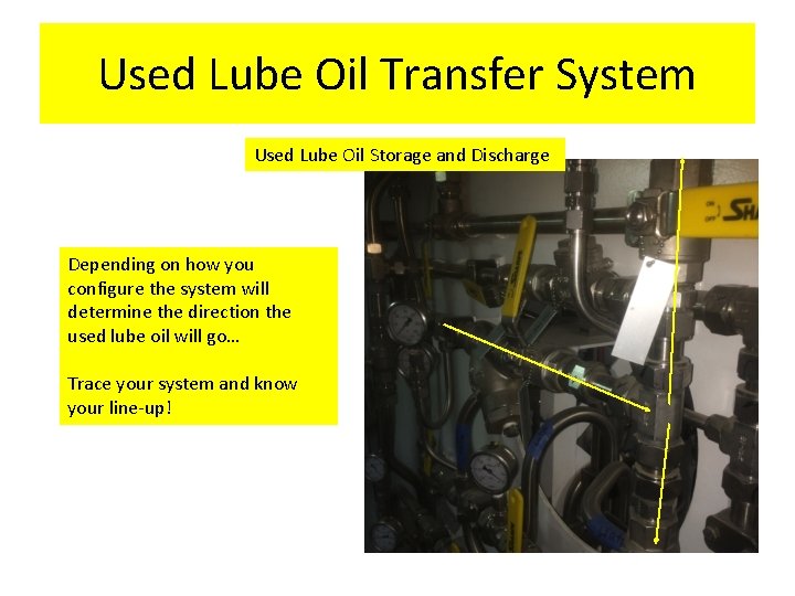 Used Lube Oil Transfer System Used Lube Oil Storage and Discharge Depending on how