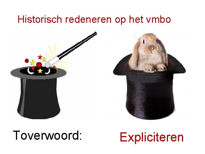 Historisch redeneren op het vmbo Toverwoord: Expliciteren 