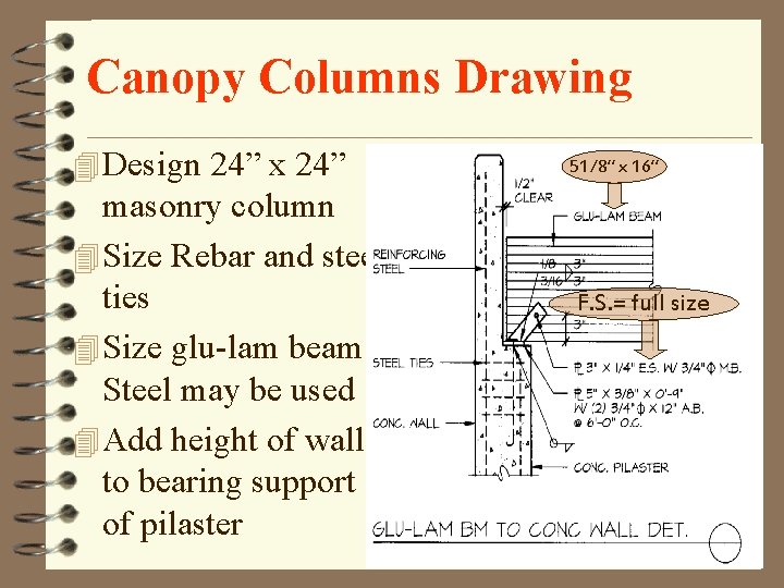 Canopy Columns Drawing 4 Design 24” x 24” masonry column 4 Size Rebar and Canopy Columns Drawing 4 Design 24” x 24” masonry column 4 Size Rebar and